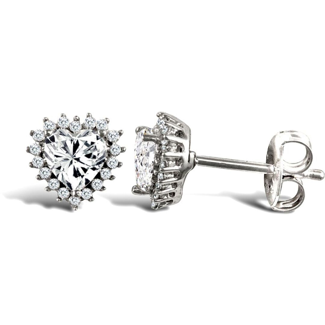 9ct White Gold  CZ Love Cluster Stud Earrings 5mm - JES336