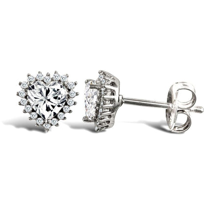 9ct White Gold  CZ Love Cluster Stud Earrings 5mm - JES336
