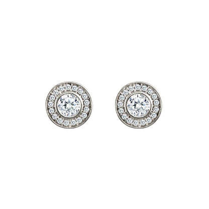 9ct White Gold  CZ Round Halo Stud Earrings 4mm - JES337