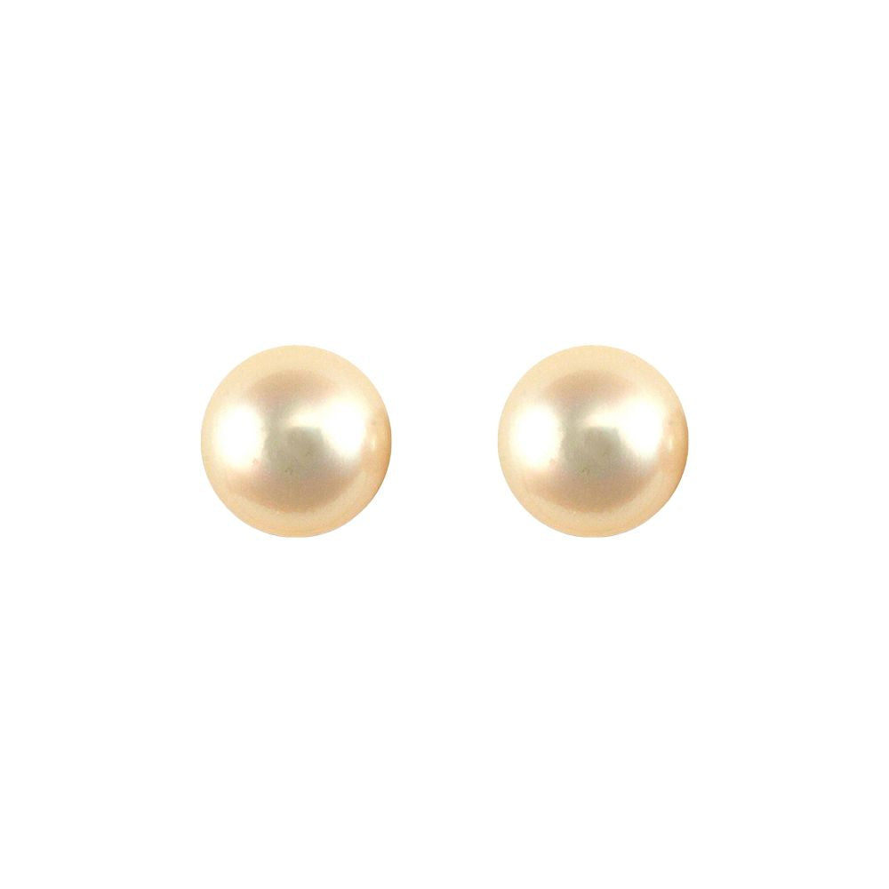 9ct Gold  Akoya Pearl Full Moon Stud Earrings 8-8.5mm - JES338