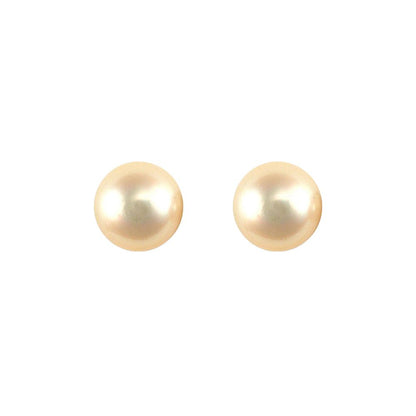 9ct Gold  Akoya Pearl Full Moon Stud Earrings 8-8.5mm - JES338