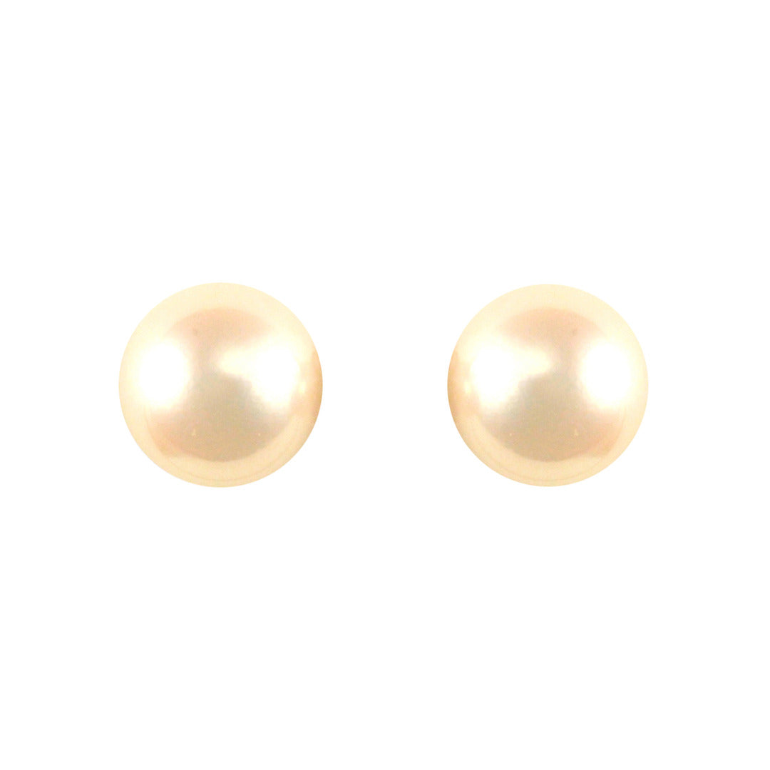 9ct Gold  Akoya Pearl Full Moon Stud Earrings 8.5-9mm - JES339