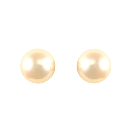 9ct Gold  Akoya Pearl Full Moon Stud Earrings 8.5-9mm - JES339