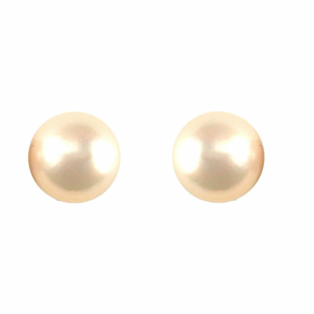 9ct Gold  Akoya Pearl Full Moon Stud Earrings 9-9.5mm - JES340