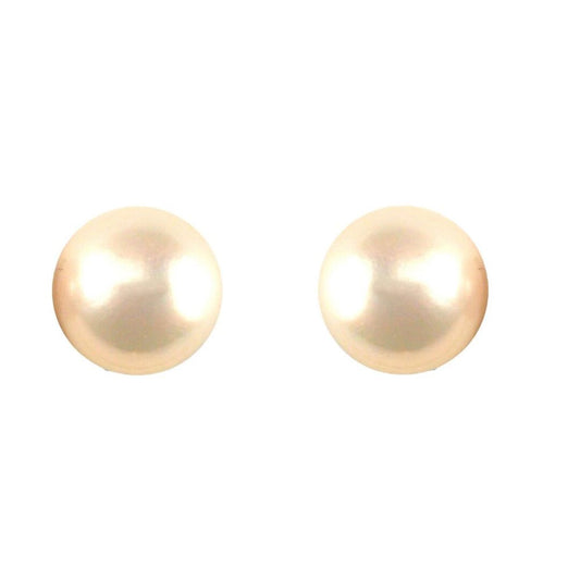 9ct Gold  Akoya Pearl Full Moon Stud Earrings 9-9.5mm - JES340