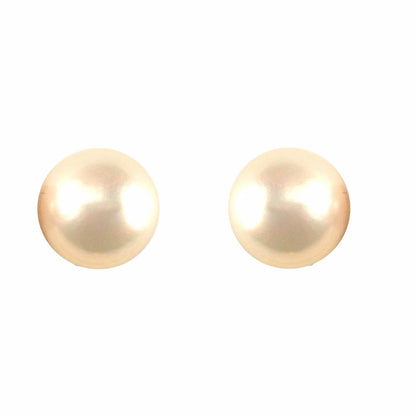 9ct Gold  Akoya Pearl Full Moon Stud Earrings 9-9.5mm - JES340