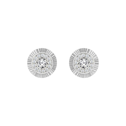 9ct White Gold  CZ Fluted Bezel Stud Earrings, 10mm - JES350
