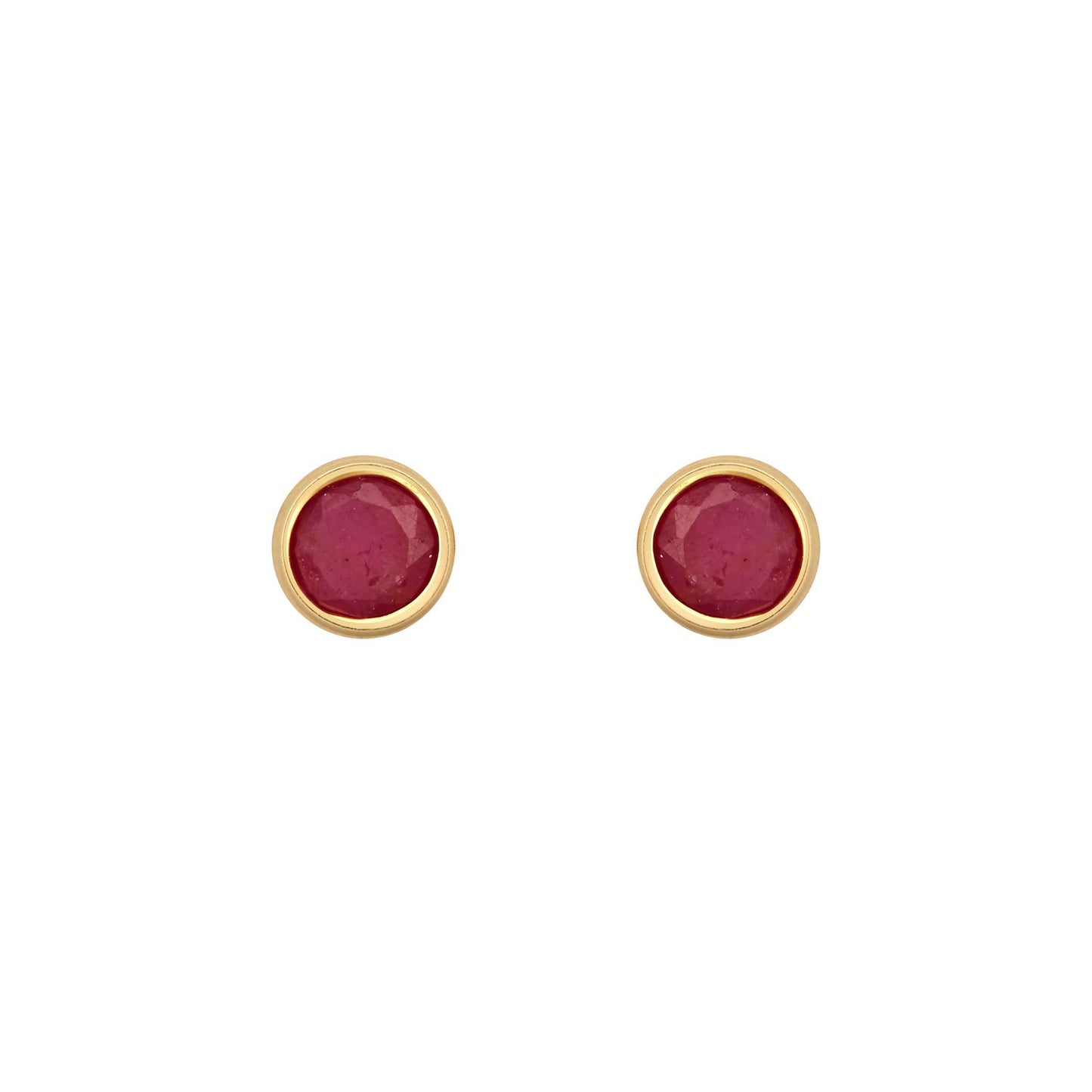 9ct Gold  Red Ruby Bezel Solitaire Stud Earrings, 3mm 0.20CTS - JES353