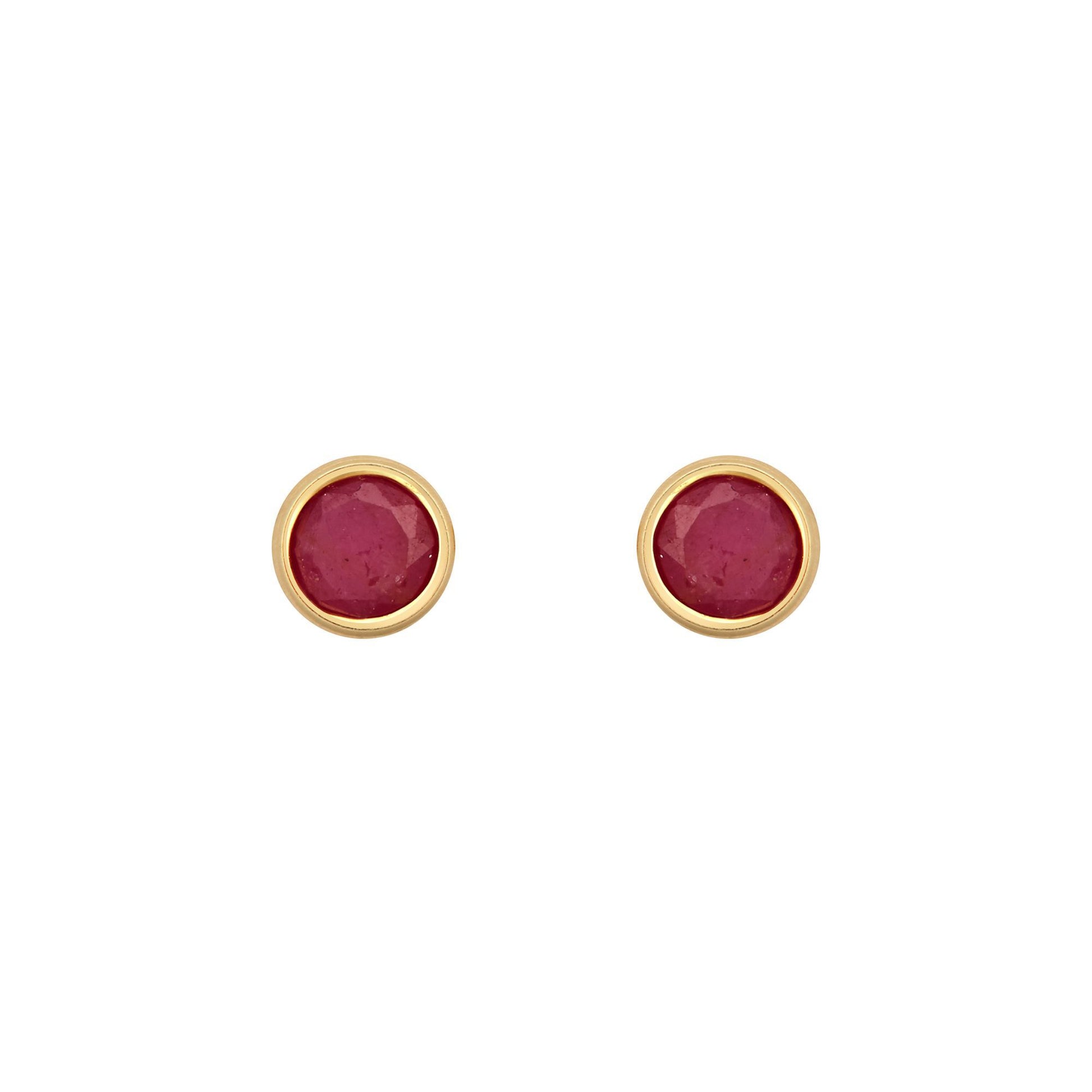 9ct Gold  Red Ruby Bezel Solitaire Stud Earrings, 3mm 0.20CTS - JES353