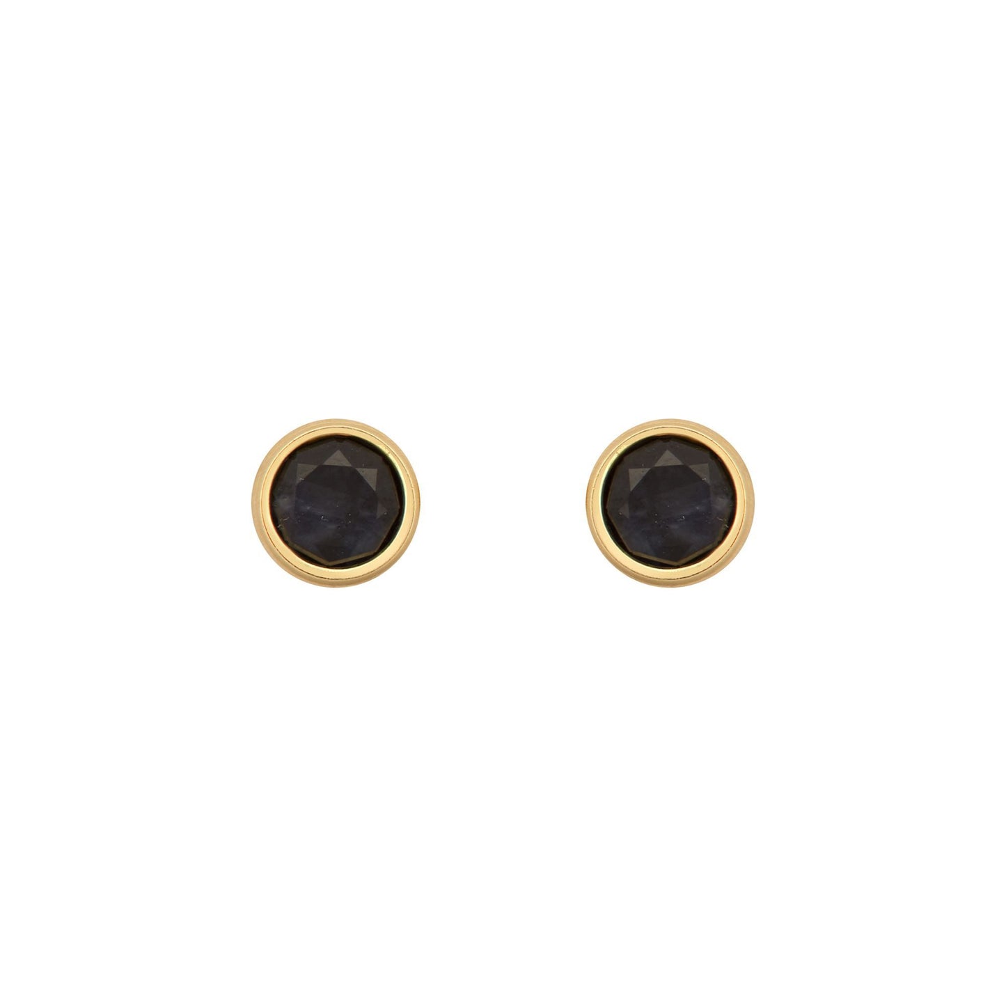 9ct Gold  Blue Sapphire Bezel Solitaire Stud Earrings, 3mm 0.20CTS - JES354