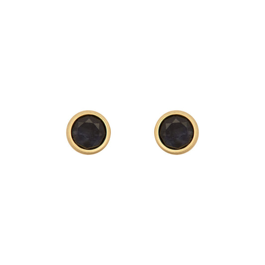 9ct Gold  Blue Sapphire Bezel Solitaire Stud Earrings, 3mm 0.20CTS - JES354