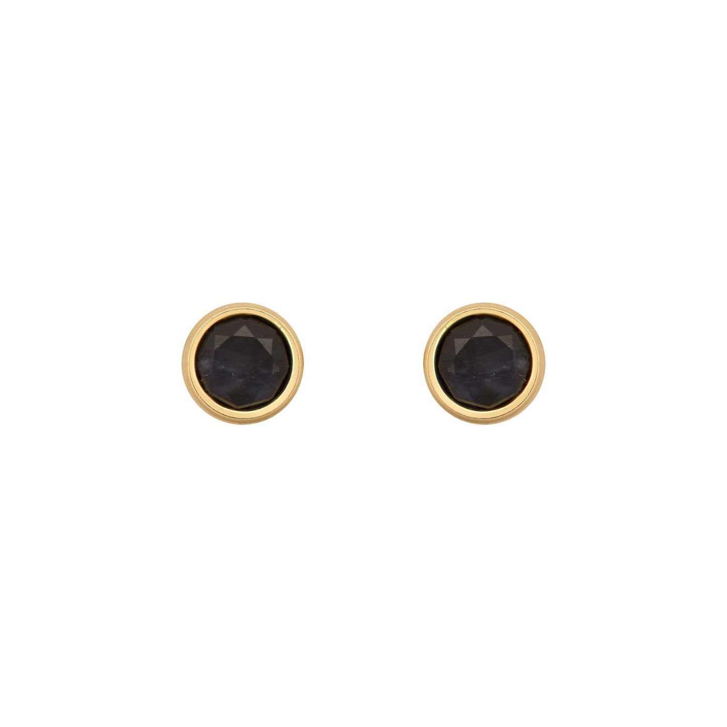 9ct Gold  Blue Sapphire Bezel Solitaire Stud Earrings, 3mm - JES354