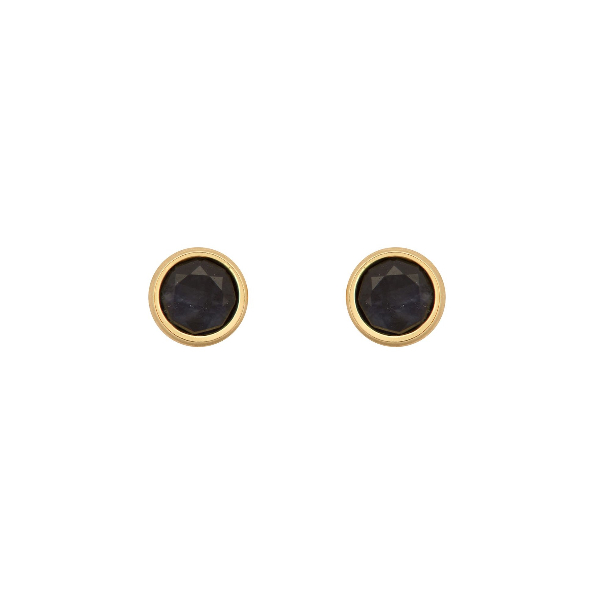 9ct Gold  Blue Sapphire Bezel Solitaire Stud Earrings, 3mm - JES354