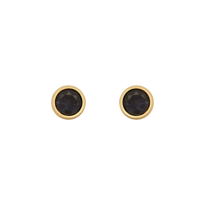 9ct Gold  Blue Sapphire Bezel Solitaire Stud Earrings, 3mm - JES354