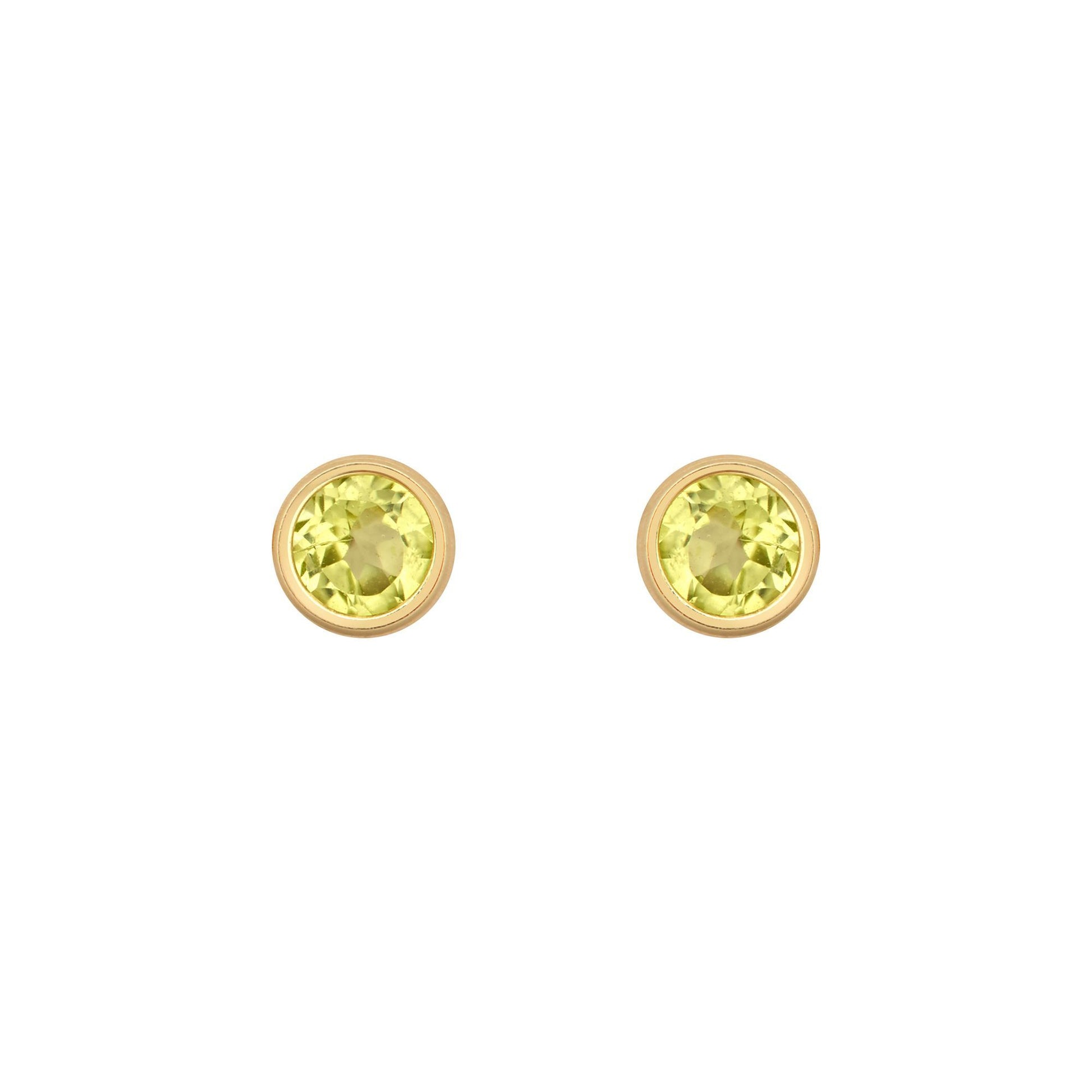 9ct Gold  Light Green Peridot Bezel Stud Earrings, 3mm 0.20CTS - JES357