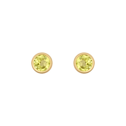 9ct Gold  Light Green Peridot Bezel Stud Earrings, 3mm 0.20CTS - JES357