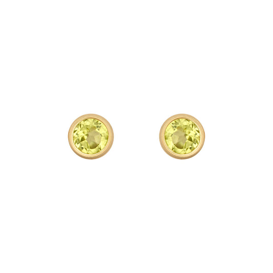 9ct Gold  Light Green Peridot Bezel Stud Earrings, 3mm 0.20CTS - JES357