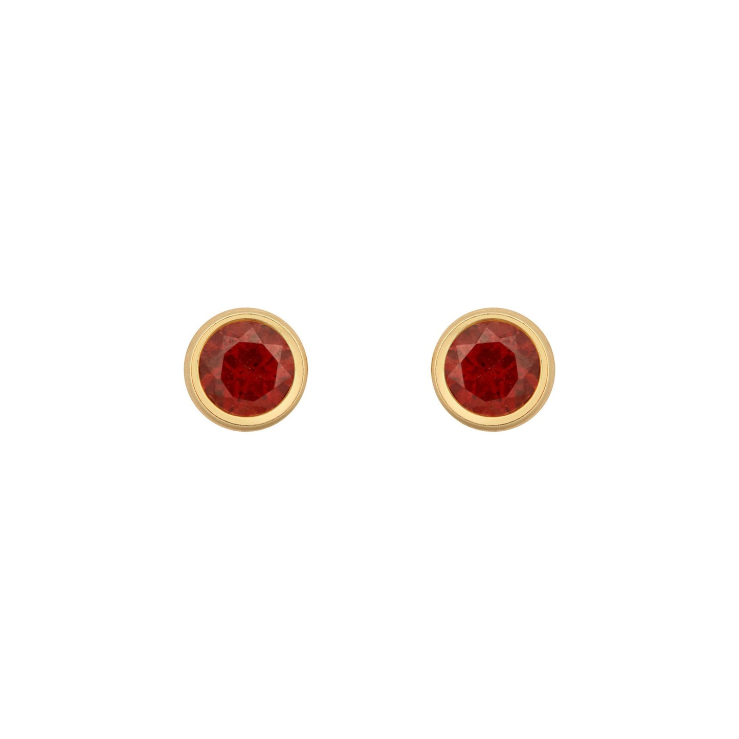 9ct Gold  Wine Garnet Bezel Solitaire Stud Earrings, 3mm 0.20CTS - JES358
