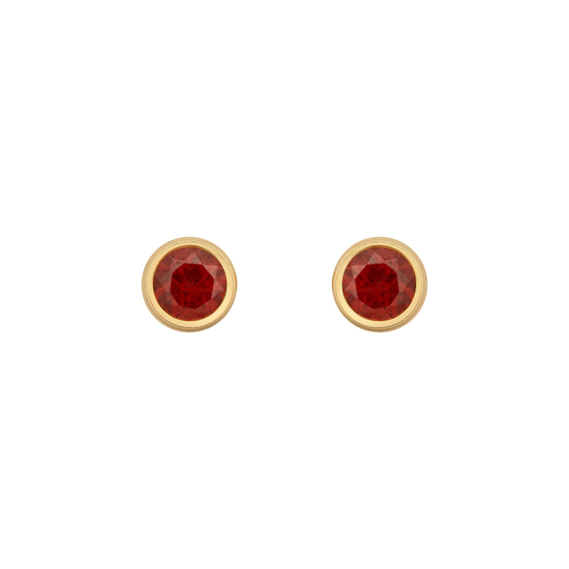9ct Gold  Wine Garnet Bezel Solitaire Stud Earrings, 3mm 0.20CTS - JES358