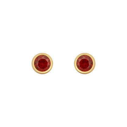 9ct Gold  Wine Garnet Bezel Solitaire Stud Earrings, 3mm 0.20CTS - JES358