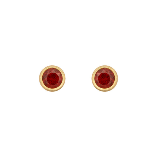 9ct Gold  Wine Garnet Bezel Solitaire Stud Earrings, 3mm 0.20CTS - JES358