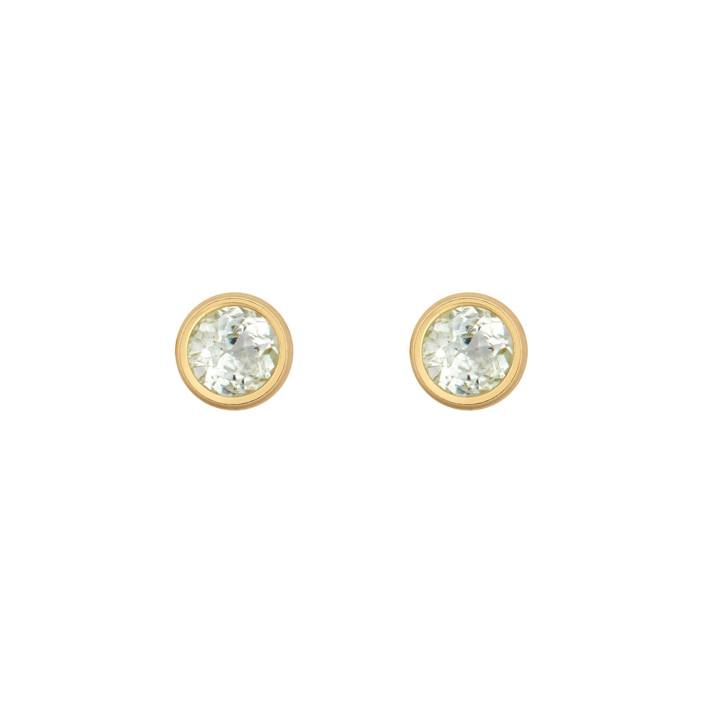 9ct Gold  Light Blue Topaz Bezel Stud Earrings, 3mm 0.20CTS - JES359