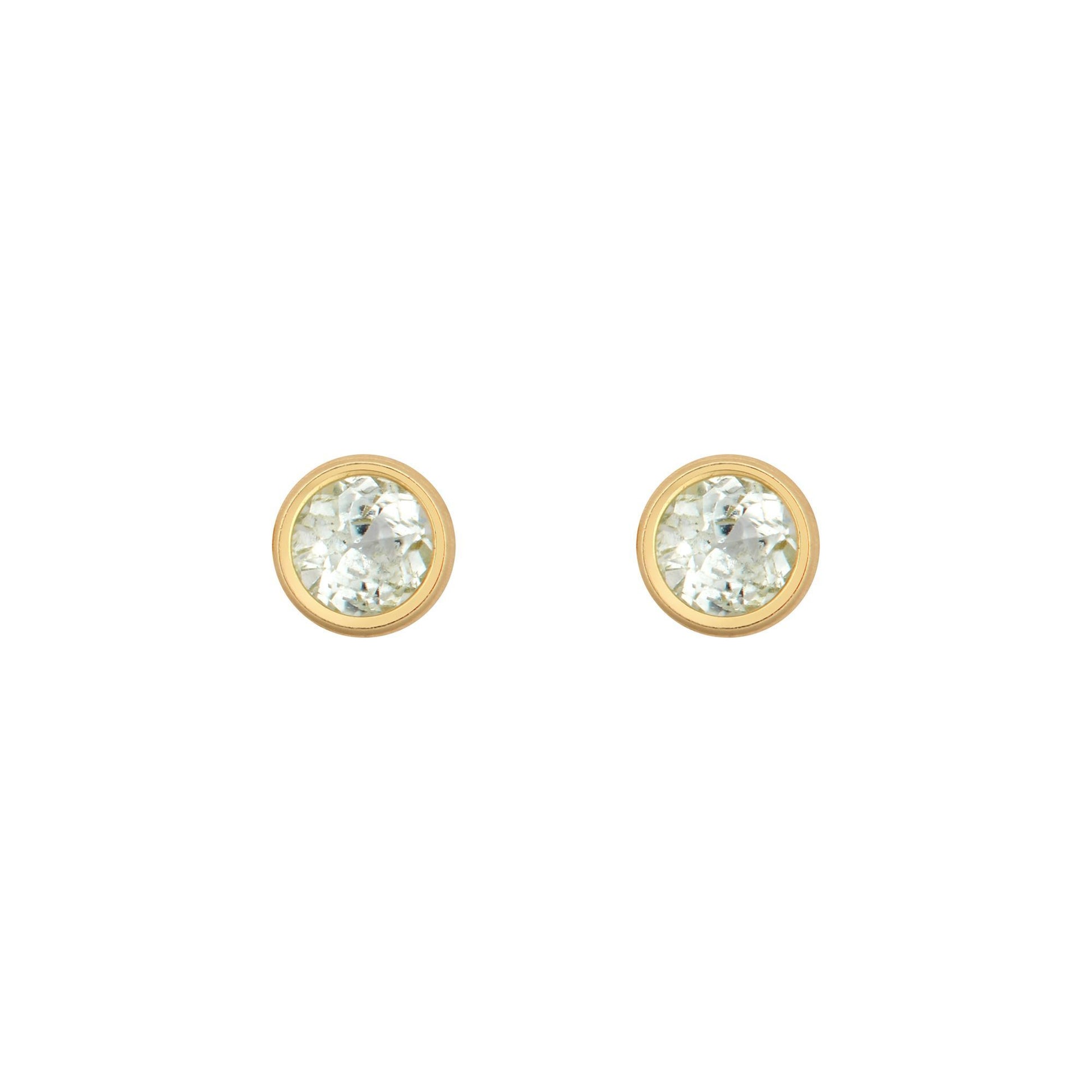 9ct Gold  Light Blue Topaz Bezel Stud Earrings, 3mm 0.20CTS - JES359