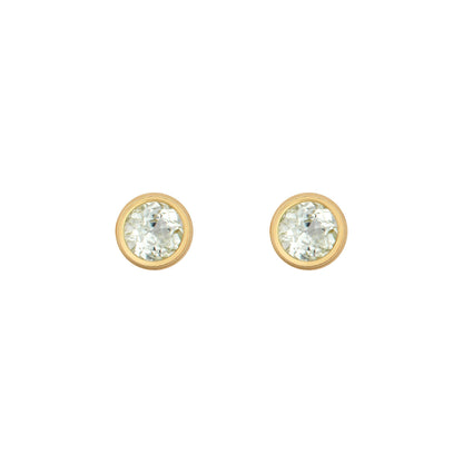 9ct Gold  Light Blue Topaz Bezel Stud Earrings, 3mm 0.20CTS - JES359