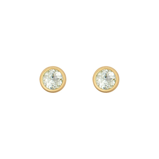 9ct Gold  Light Blue Topaz Bezel Stud Earrings, 3mm 0.20CTS - JES359