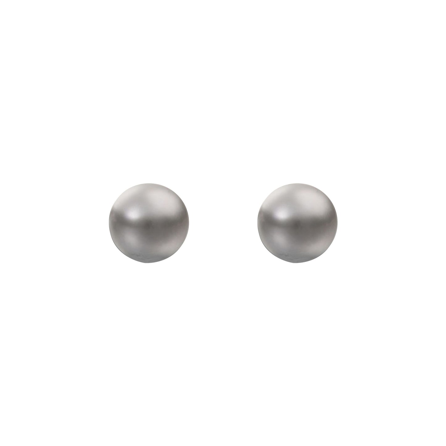 9ct Gold  Grey Akoya Cultured Pearl Full Moon Stud Earrings 7mm - JES361