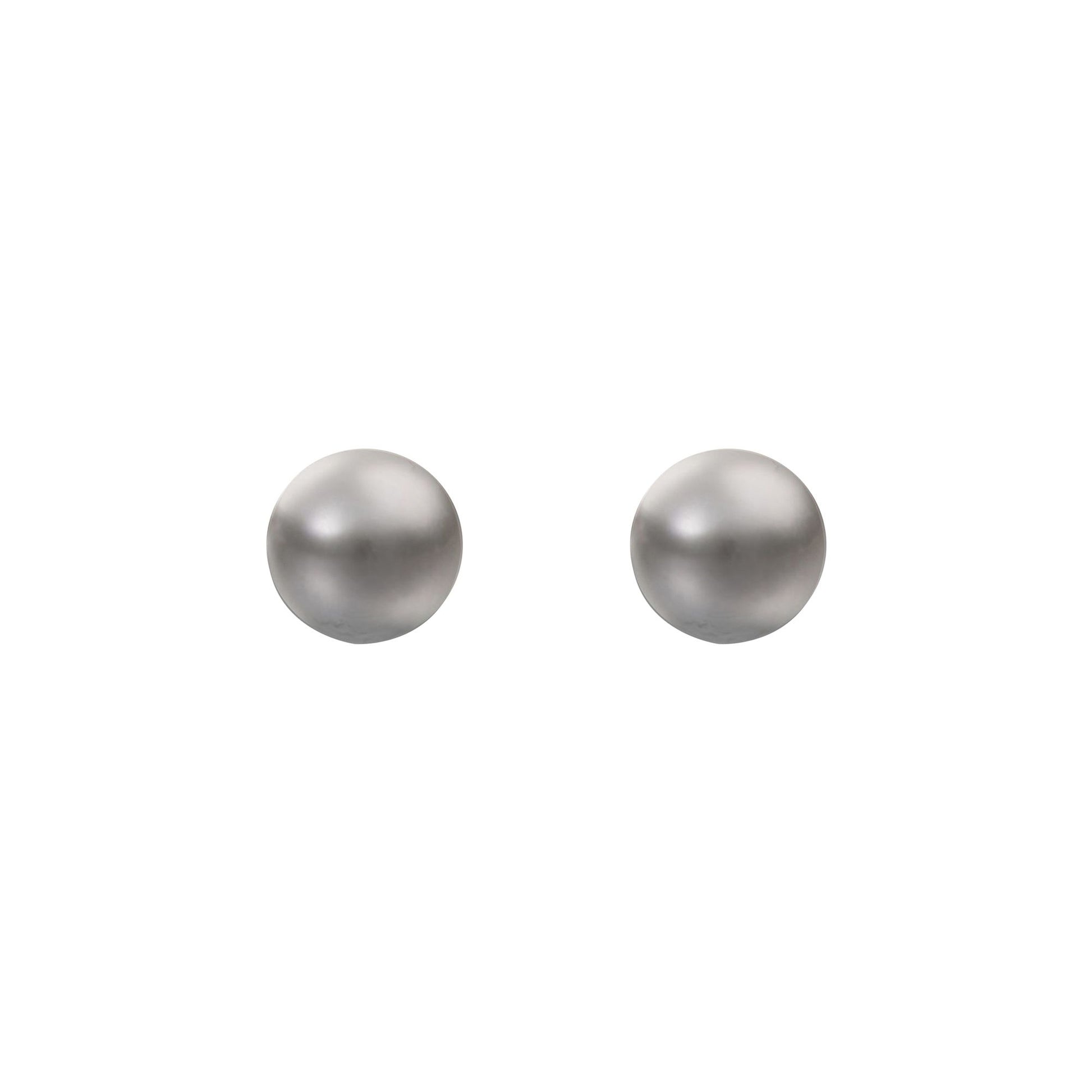 9ct Gold  Grey Akoya Cultured Pearl Full Moon Stud Earrings 7mm - JES361