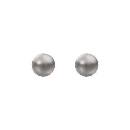 9ct Gold  Grey Akoya Cultured Pearl Full Moon Stud Earrings 7mm - JES361