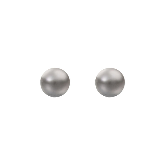 9ct Gold  Grey Akoya Cultured Pearl Full Moon Stud Earrings 7mm - JES361