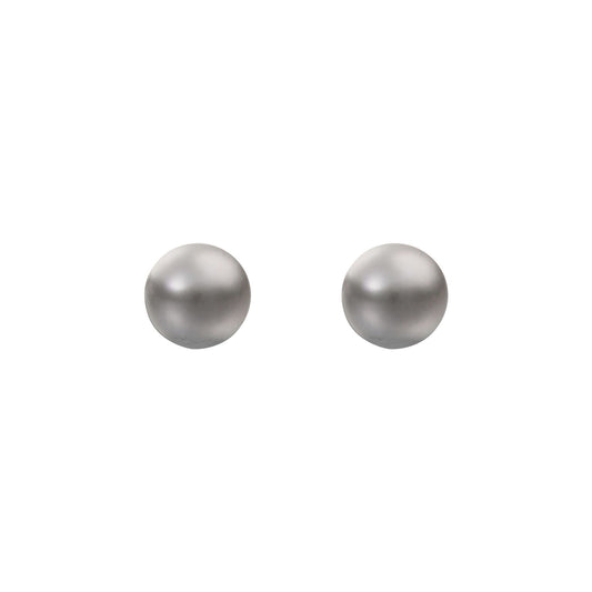 9ct Gold  Grey Akoya Cultured Pearl Full Moon Stud Earrings 7mm - JES361
