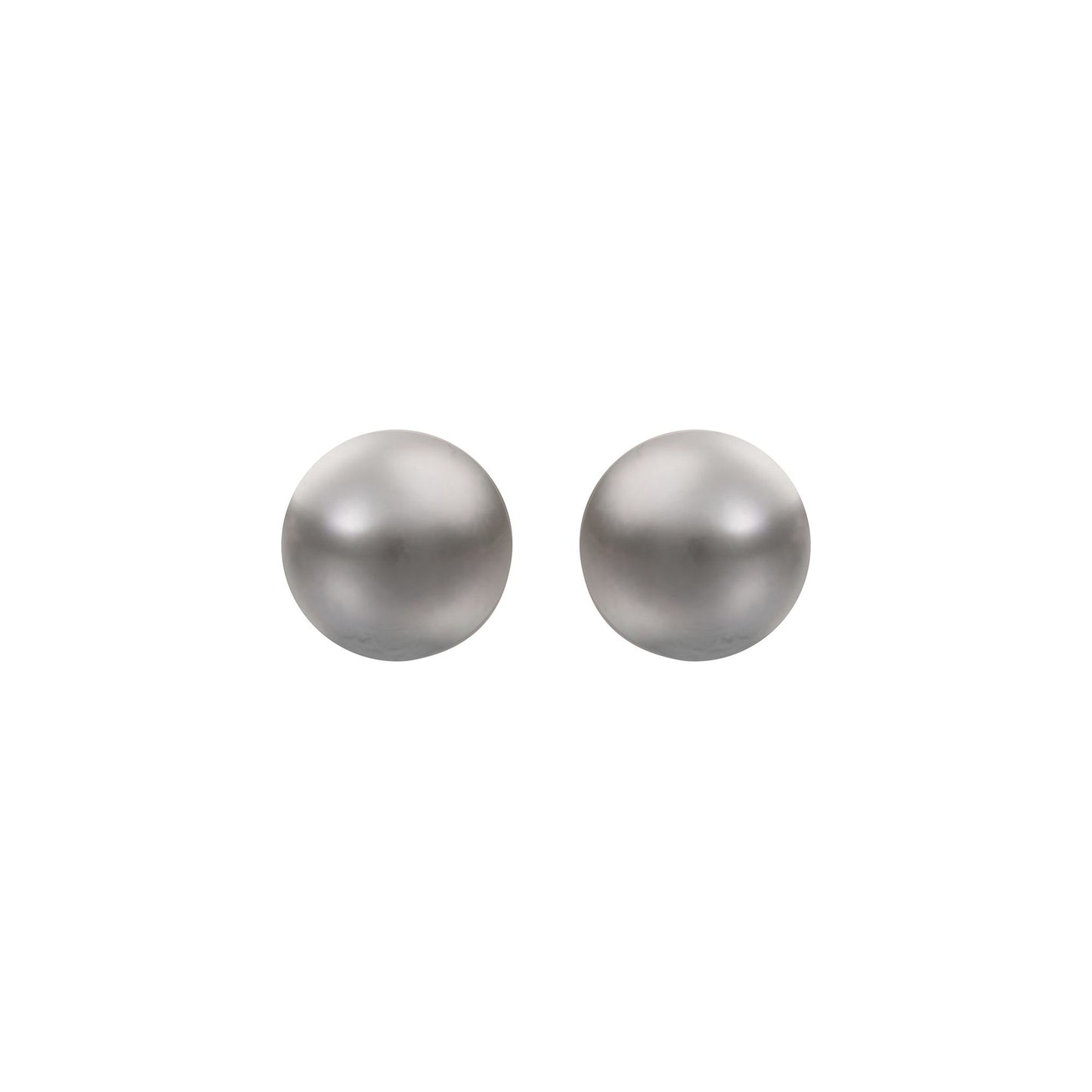 9ct Gold  Grey Akoya Cultured Pearl Full Moon Stud Earrings 8mm - JES362