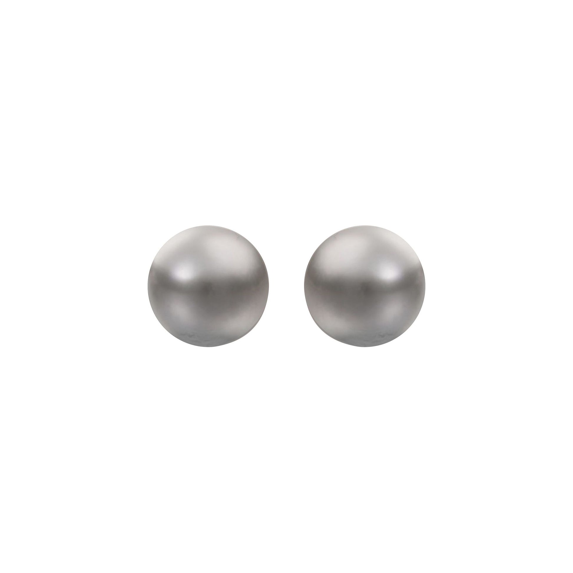 9ct Gold  Grey Akoya Cultured Pearl Full Moon Stud Earrings 8mm - JES362