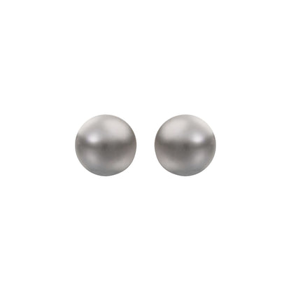 9ct Gold  Grey Akoya Cultured Pearl Full Moon Stud Earrings 8mm - JES362