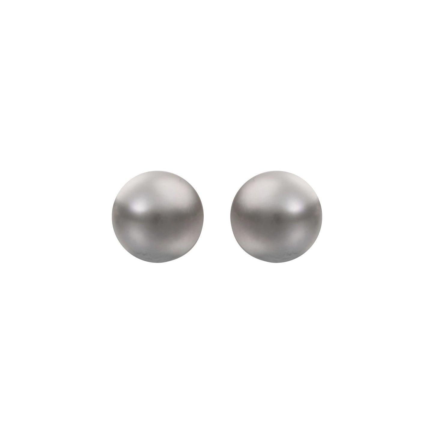 9ct Gold  Grey Akoya Cultured Pearl Full Moon Stud Earrings 8mm - JES362