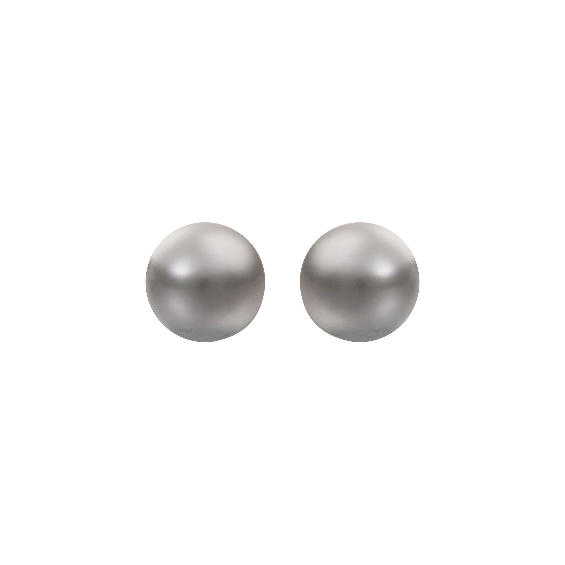 9ct Gold  Grey Akoya Cultured Pearl Full Moon Stud Earrings 8mm - JES362
