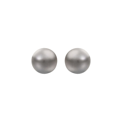 9ct Gold  Grey Akoya Cultured Pearl Full Moon Stud Earrings 8mm - JES362
