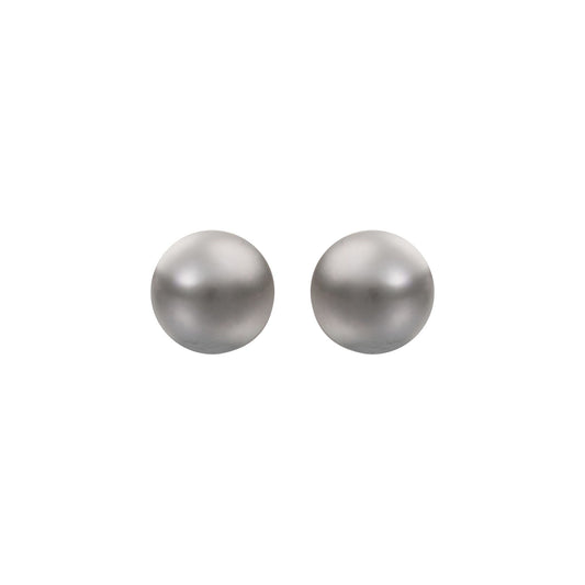 9ct Gold  Grey Akoya Cultured Pearl Full Moon Stud Earrings 8mm - JES362