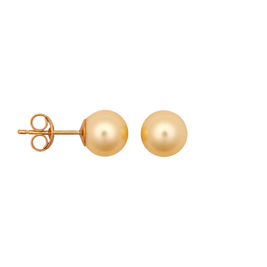 9ct Gold  Creamy Akoya Cultured Pearl Full Moon Stud Earrings 7mm - JES363