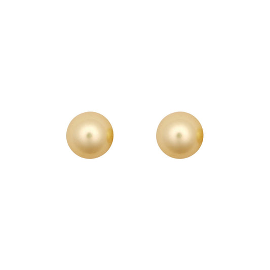 9ct Gold  Creamy Akoya Cultured Pearl Full Moon Stud Earrings 7mm - JES363