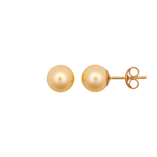 9ct Gold  Creamy Akoya Cultured Pearl Full Moon Stud Earrings 7mm - JES363