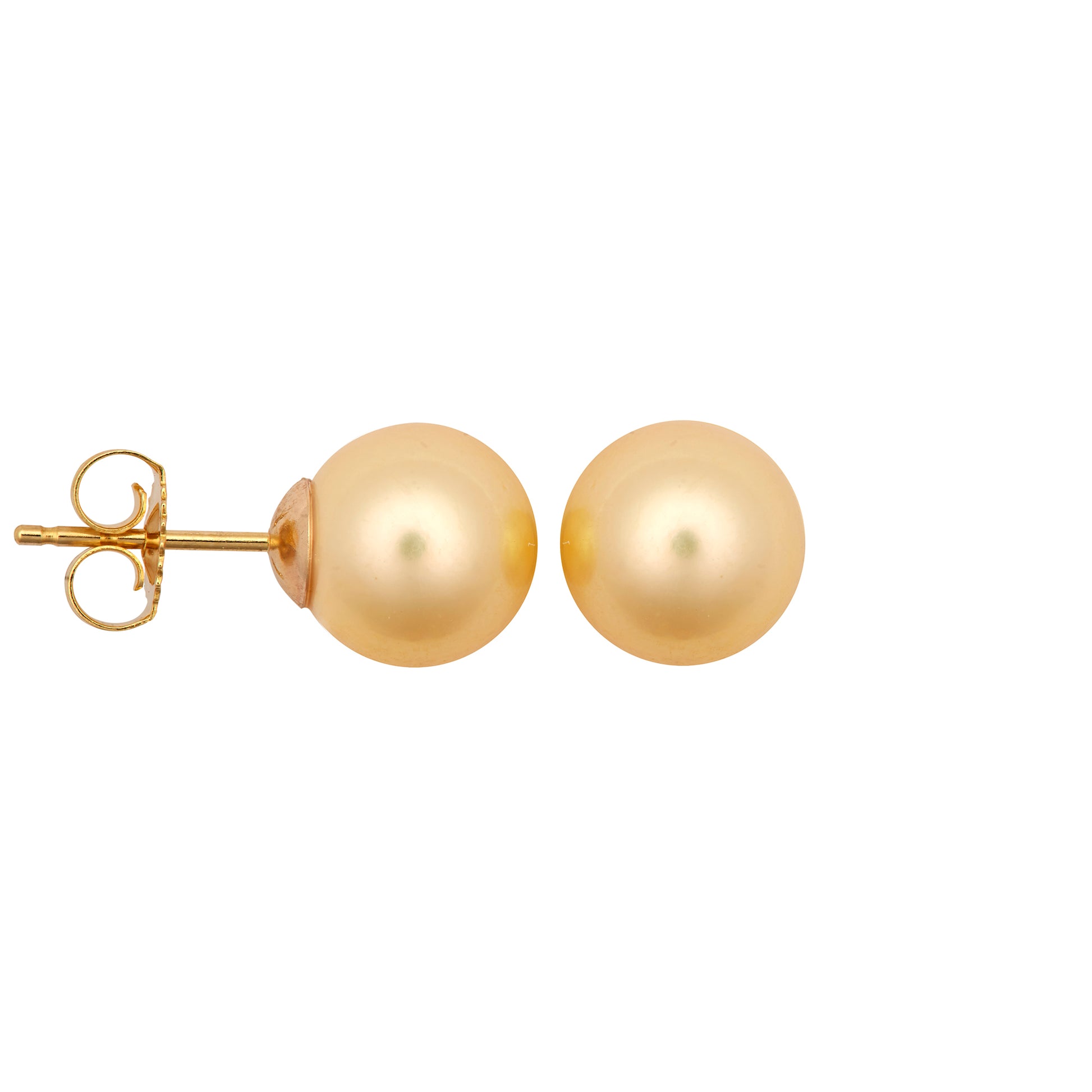 9ct Gold  Creamy Akoya Cultured Pearl Full Moon Stud Earrings 8mm - JES364