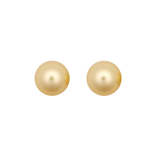 9ct Gold  Creamy Akoya Cultured Pearl Full Moon Stud Earrings 8mm - JES364