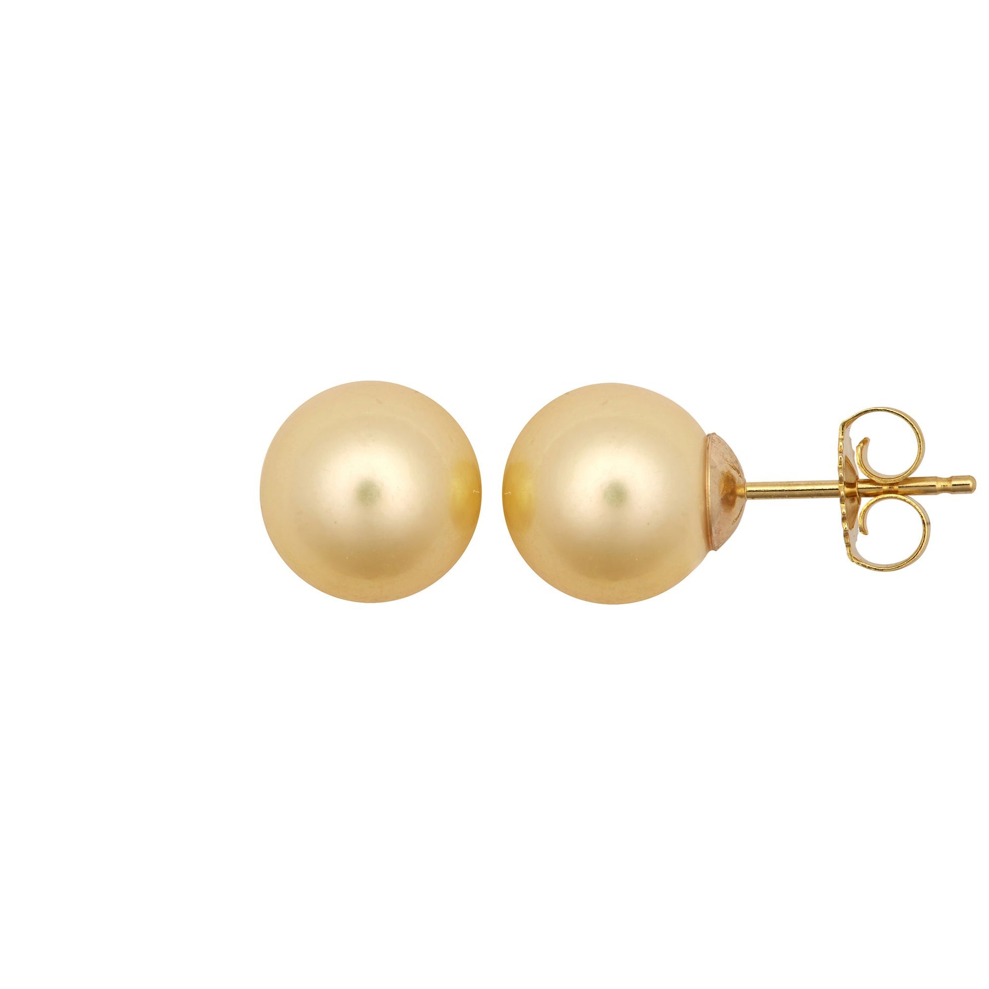 9ct Gold  Creamy Akoya Cultured Pearl Full Moon Stud Earrings 8mm - JES364
