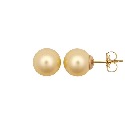 9ct Gold  Creamy Akoya Cultured Pearl Full Moon Stud Earrings 8mm - JES364