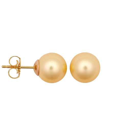 9ct Gold  Creamy Akoya Cultured Pearl Full Moon Stud Earrings 8mm - JES364