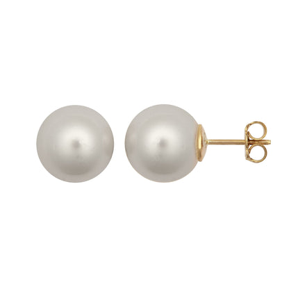 9ct Gold  South Sea Cultured Pearl Full Moon Stud Earrings 13mm - JES367